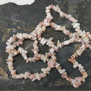 Natural Pink quartz Stone two Beaded Necklaces